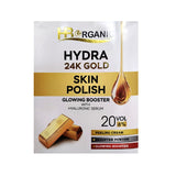 HB Organic 24K Gold Skin Polish with hyaluronic serum – luxury exfoliator with real gold flakes for instant radiance and hydration. Barcode: 1245012440003