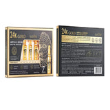Sadoer 24K Golden Ampoule Serum 7-day kit for Harram Store, featuring 7 pieces of 2ml ampoules with real gold foil particles and Niacinamide for anti-aging and skin brightening. Barcode: 6926923601329