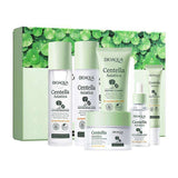 Bioaqua Centella Asiatica Soothing Repair Six-Piece Suit for oil control and anti-acne care, featuring cleanser, toner, serum, lotion, eye cream, and face cream, identified by barcode 6941349384045
