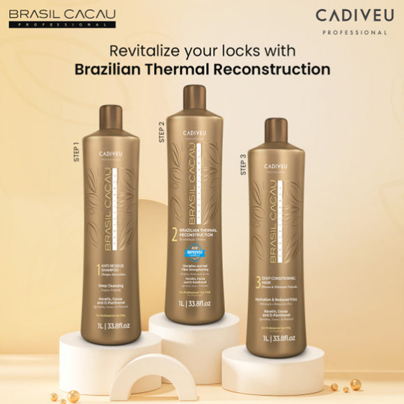 Brasil Cacau Brazilian Keratin Improved Formula 1000ml Treatment Kit – Professional-grade keratin kit for smooth, frizz-free, and long-lasting straight hair. Includes shampoo, keratin treatment, and conditioner. Barcode: 7898947734835. Available at Harram Store.