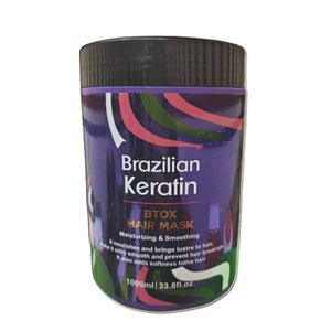 Natureza Cosmeticos Brazilian Keratin Btox Hair Mask 1000ml with barcode 8938270103697, designed for deep moisturizing, smoothing, and nourishing hair. It adds shine, prevents hair breakage, and provides a soft, silky finish for all hair types. Ideal for professional use.