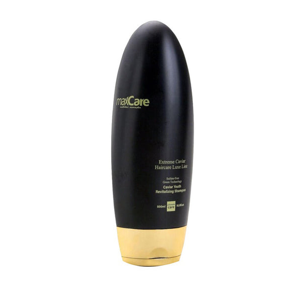 MaxCare Sulfate-Free Revitalizing Shampoo 500ml – Extreme Caviar Haircare Luxe Line with barcode 8052485345936. Sulfate-free shampoo infused with Caviar and Green Technology, designed to cleanse and nourish all hair types, promoting soft, shiny, and youthful hair.