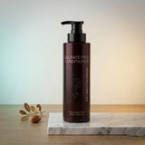 Keratin Complex Sulfate-Free Argan Oil Shampoo and Conditioner 400ml bundle. Professional white and gold packaging featuring a clean formula with No Artificial Preservatives and Zero Parabens. The ultimate duo for deep hydration and maintenance of treated hair, available at Harram Store.
