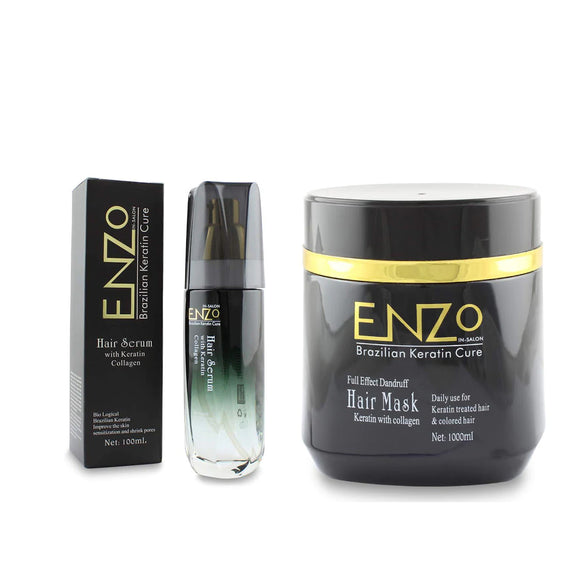 Enzo Hair Mask & Serum with Brazilian Keratin & Collagen Twin Pack