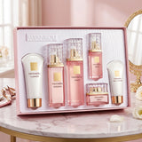 Fayankou Whitening Skincare Six-Piece Set for dark spot removal and hyperpigmentation treatment. Premium light pink packaging containing Whitening BB Cream, Facial Cleanser, Essence, Emulsion, Face Cream, and Spot Removing Lotion. High-potency brightening formula for an even skin tone. Barcode: 6942017824191. Original and authentic skincare exclusively at Harram Store.
