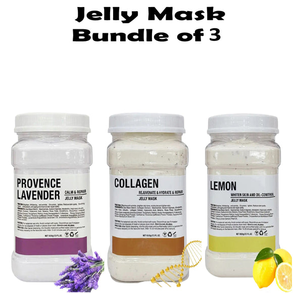Bundle of 3 Facial Jelly Mask (Lavender, Collagen, Lemon) 650g