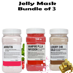 Bundle of 3 Facial Jelly Mask (Arbutin, Vampire Plla, Luxury Gold) 650g