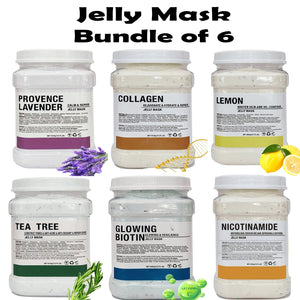 Bundle of 6 Facial Jelly Mask (Nicotinamide, Glowing Biotin, Tea Tree, Lemon, Collagen, Lavender) 650g