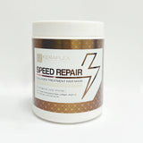 Bk Keraplex Speed Repair Collagen Treatment Hair Mask 500ml front product jar presentation as seen in 'Keraplex Speed Repair Collagen Mask.jpg'. The modern white tub with signature branding highlights the high-performance rapid repair formula infused with hydrolyzed protein, collagen, and argan oil for dry, coarse, and unruly hair, exclusively available at Harram Store. Barcode: 5060907728174