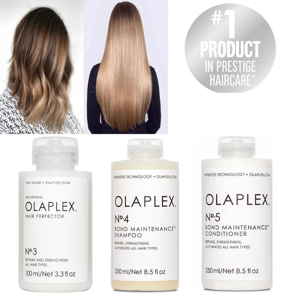 Olaplex No.3 (Hair Perfector) and No.4 (Shampoo) and No. (Conditioner)