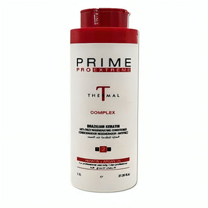 Prime Pro Extreme Thermal Complex Brazilian Keratin with Argan Oil 1.1L bottle, barcode 7898432992542. A professional keratin treatment that smooths, repairs, and hydrates hair with the benefits of Argan oil. Ideal for frizz control and damaged or chemically treated hair. Available at Harram Store.