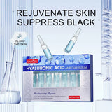 SADOER Hyaluronic Acid Ampoule Serum 7-piece moisturizing set package presentation as seen in 'image_3628a5.jpg'. The modern blue packaging displays individual 2ml high-concentration active Hyaluronic Acid glass ampoules engineered to lock in moisture, revitalize skin, and repair the barrier, exclusively available at Harram Store Barcode: 6926923600902