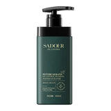 SADOER Peptide Keratin Oil Control Shampoo in a professional 850ml white pump bottle. This high-performance formula is designed for flat, oily hair to provide a fluffy, silky, and refreshing finish. Infused with strengthening Peptide and Keratin proteins for a salon-quality hair transformation. Barcode: 6942349711831. 100% authentic hair care available at Harram Store.