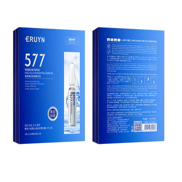 Eruyn 577 Whitening Freckle Removing Serum (28x2ml) – Targets dark spots and freckles for a radiant, even-toned complexion. Barcode: 6942017805893 . Shop at Harram Store for professional-grade skincare