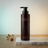 Keratin Complex Sulfate-Free Argan Oil Shampoo and Conditioner 400ml bundle. Professional white and gold packaging featuring a clean formula with No Artificial Preservatives and Zero Parabens. The ultimate duo for deep hydration and maintenance of treated hair, available at Harram Store.
