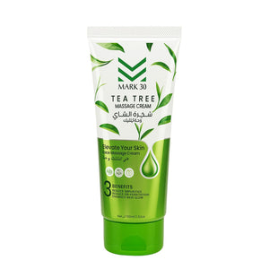 Mark 30 Tea Tree Facial Massage Cream 100g jar - purifying face cream with tea tree oil for glowing skin, pore refinement and acne control. Product barcode: 7451787499090