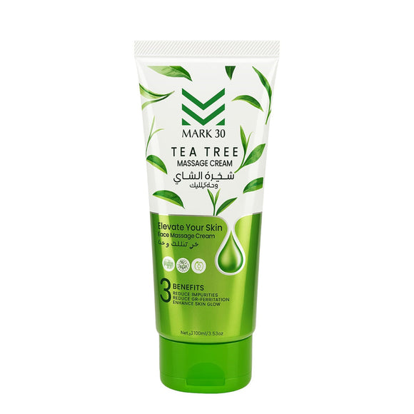 Mark 30 Tea Tree Facial Massage Cream 100g jar - purifying face cream with tea tree oil for glowing skin, pore refinement and acne control. Product barcode: 7451787499090