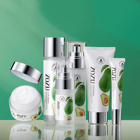 Zozu Avocado Toner Tender Facial Set 6-Piece, including Hydrating Cleanser, Hydrating Toner, Hydrating Eye Cream, Hydrating Liquid, Hydrating Emulsion, and Hydrating Cream, with barcode 6941349345053